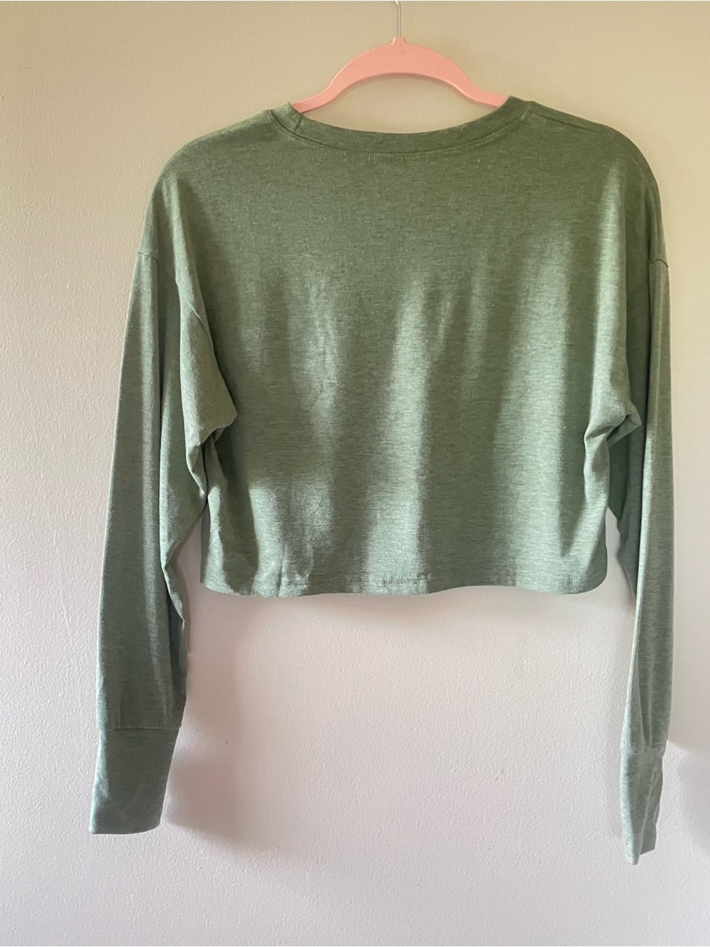 Women's Olive Green Cropped Long-Sleeve Top - Picture 2 of 5